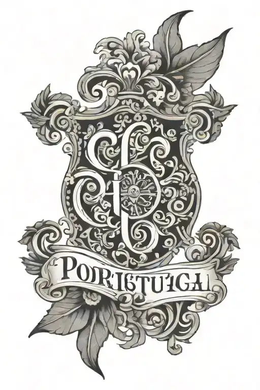 The Word Portugal With Azulejos Design Inspired