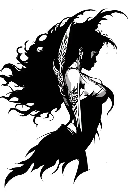 Female Warrior Spiritual Symbols Back Tattoo Women Strong