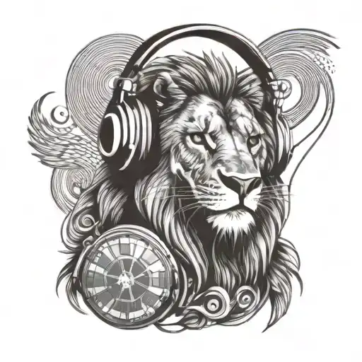A Lion Wearing Headphones And Djing A Music Festival