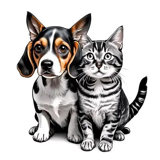 1 Beagle With An Bengal Cat And 2 Persian Cats Playing