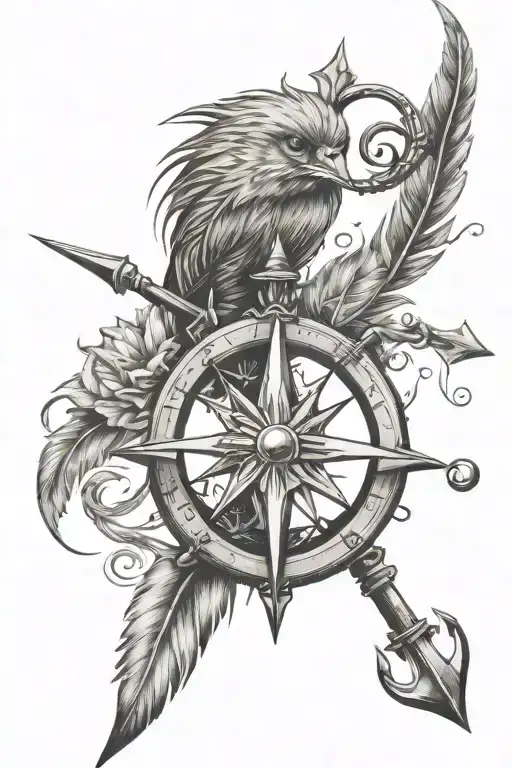 Breath Symbol Anchor Compass Feather Arrow