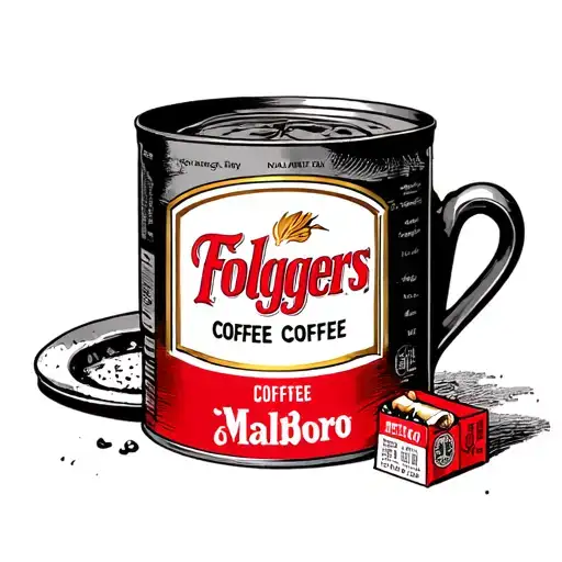 Folgers Coffee Can With A Pack Of Malboro Red Cigarettes Next To It