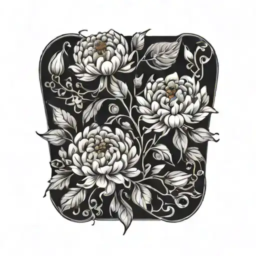 Marigold Flower With Honeysuckle Flowers Tattoo Design