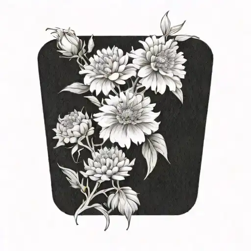 Marigold Flower With Honeysuckle Flowers Tattoo Design