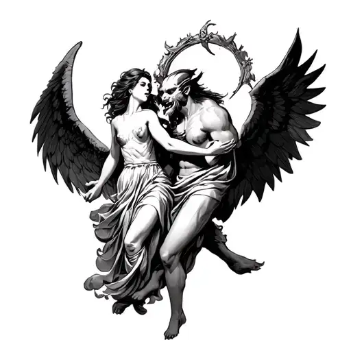 Female Arch Angel Whipping A Bad Male Demon