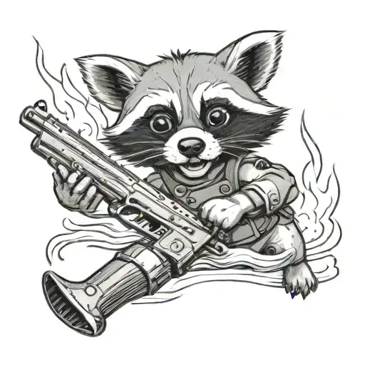 A Cute Female Raccoon Carrying A Gun To Come Out Of The Water