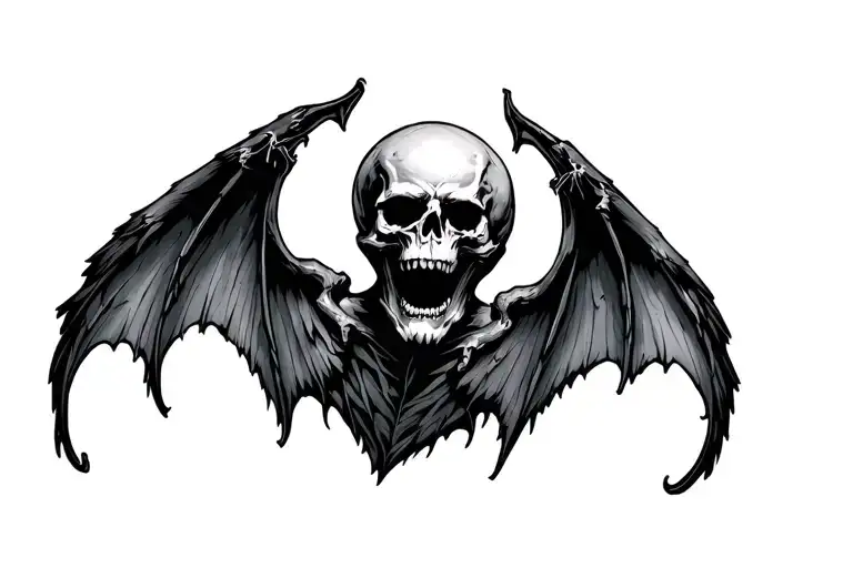 Deathbat Image Skull Wings Spread Wide