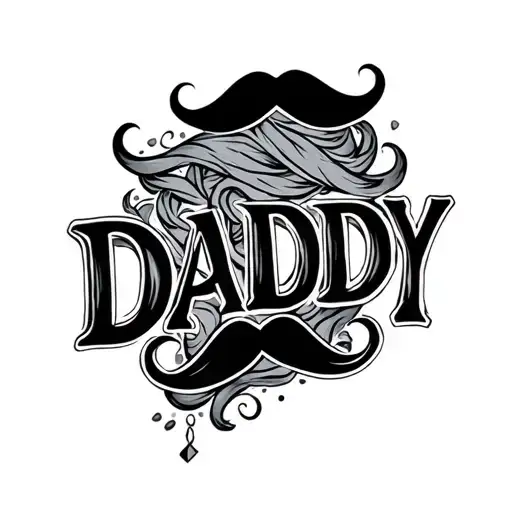 Write The Word Daddy With A Moustache Design Intertwined