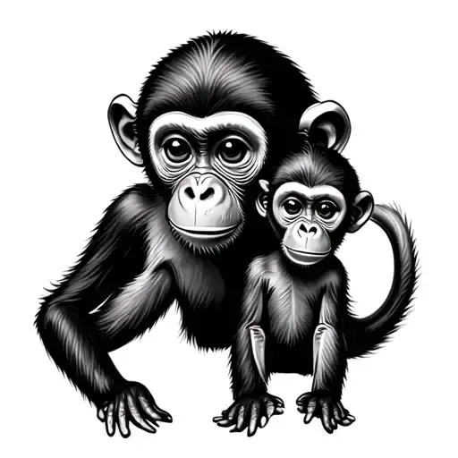 Mum Monkey And Baby Monkey