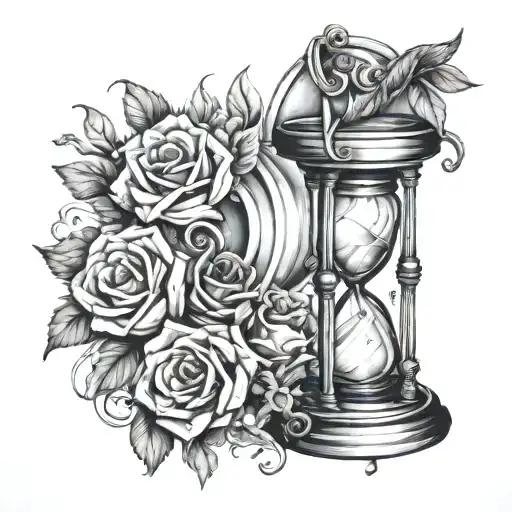 Wedding Scene In Hourglass Tattoo Design