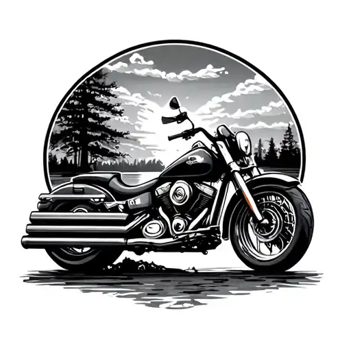 Motorcycle Bench Lake Mansion Love Symbol