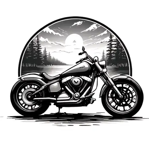 Motorcycle Bench Lake Mansion Love Symbol
