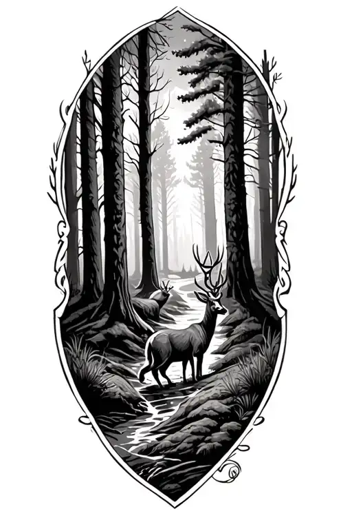 Hunting Scene Walking Into The Woods Upper Arm And Shoulder