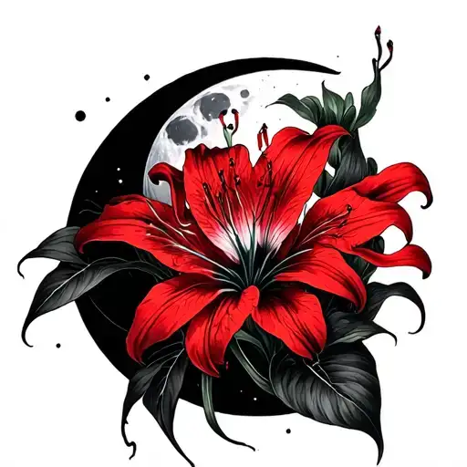 Red Spider Lily And Moon