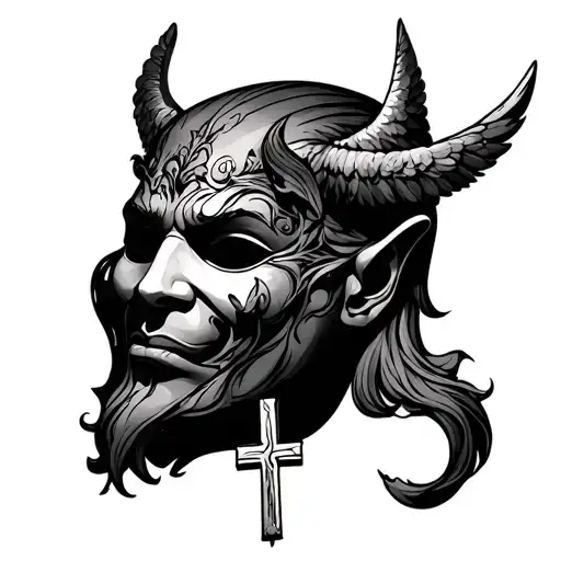 Angel Kill Davil Mask With A Cross