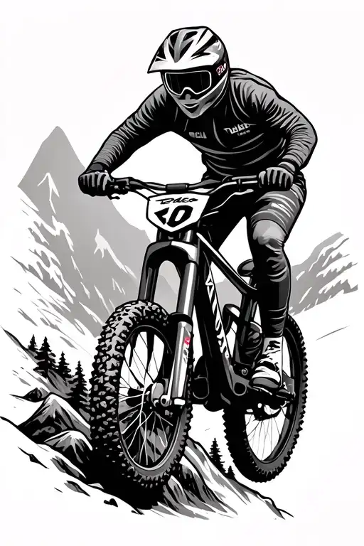 Mountain With Mountain Biker Jumping