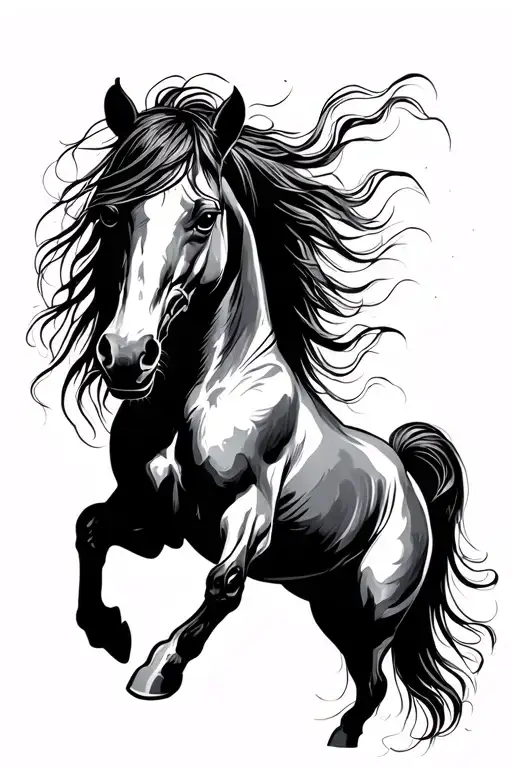 Horse On Hind Legs Not Too Realistic Sketch Style Girly Edgy