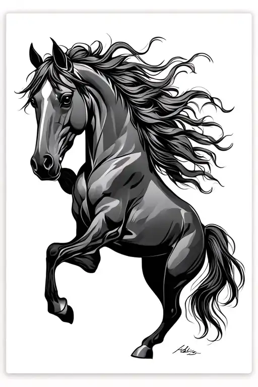 Horse On Hind Legs Not Too Detailed Sketch Style Girly Edgy