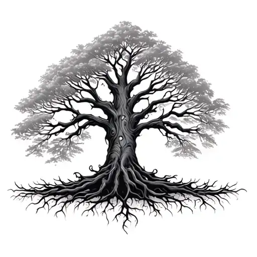 Family Tree Without Leaves And With Roots