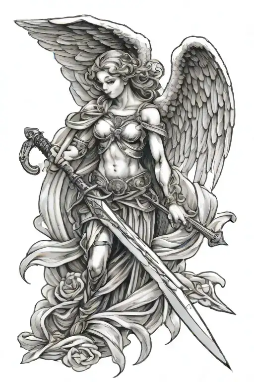 Angel And Sword Wrapped