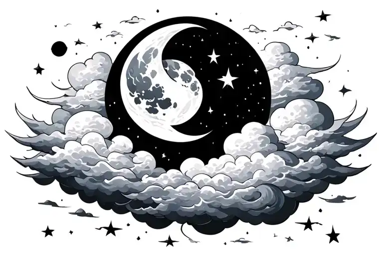 Clouds With Moon Surrounded