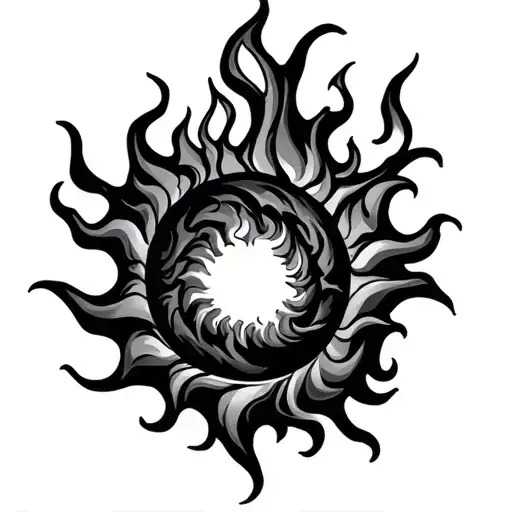 Fiery Sun Flames Illustrative