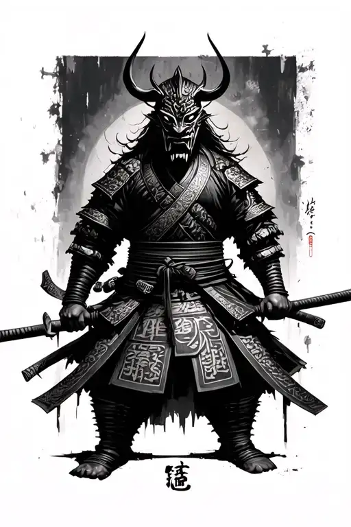 Realistic Ronin Samurai Full Body With Oni Mask