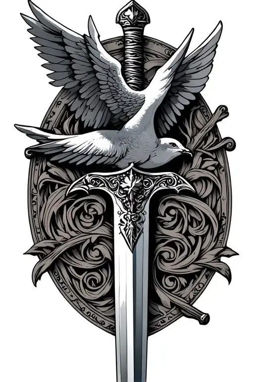 Medieval Sword With Dove As The Hilt