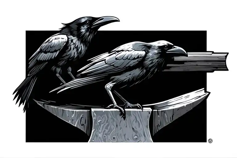 Raven Sitting On An Anvil