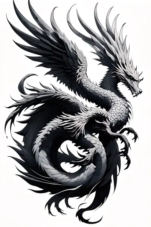 Phoenix And Dragon Intertwined