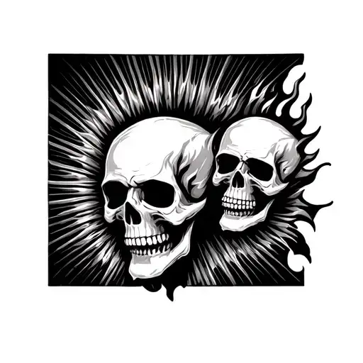 Skull Flame Sun Rays