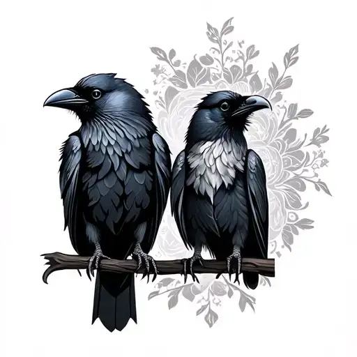 2 Crows In Dark Ornamental Style