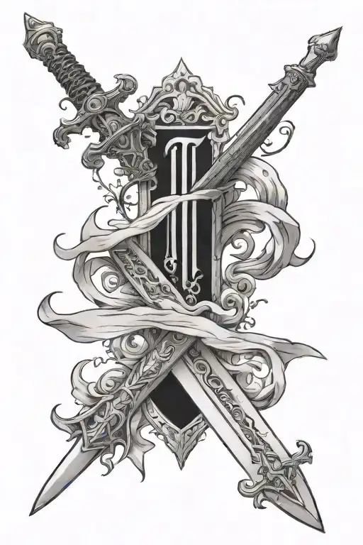 A Medium-sized Sword With The Initials T H In It