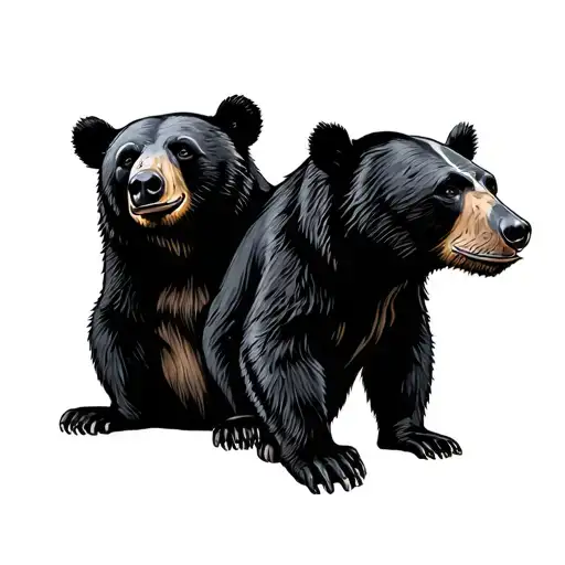 Black Bear And Sun Bear Sitting
