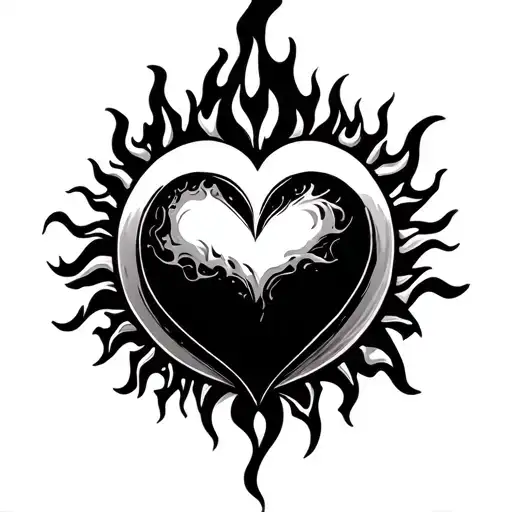 Fiery Sun Heart Flames Fire