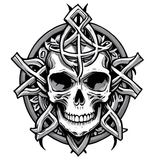 Skull And Keltic Crosses