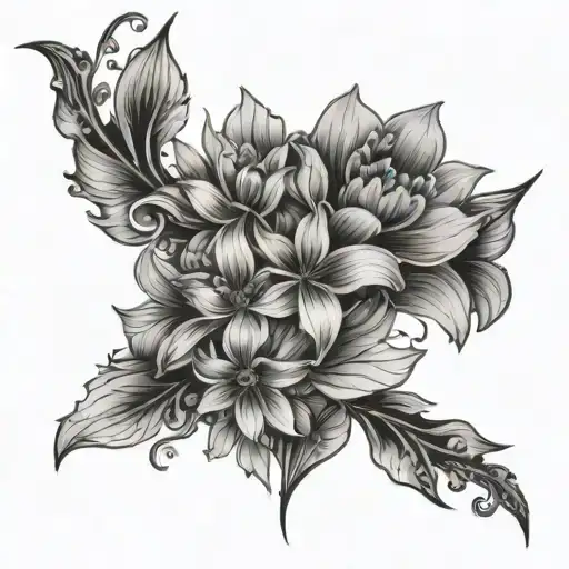 Spine Medysa Tattoo With Floral