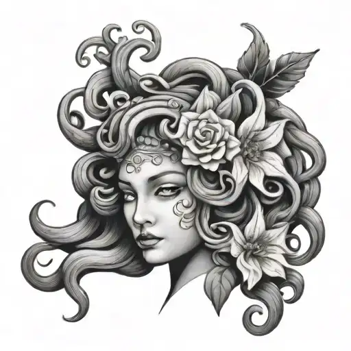 Medusa Woth Flowers