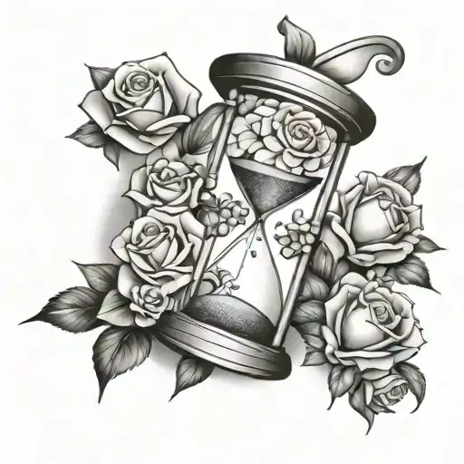 A Surreal Hourglass Filled With Blooming Money Roses