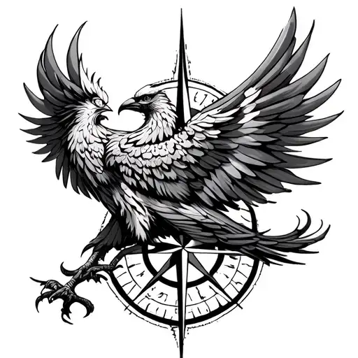 Phoenix With A Compass Rose