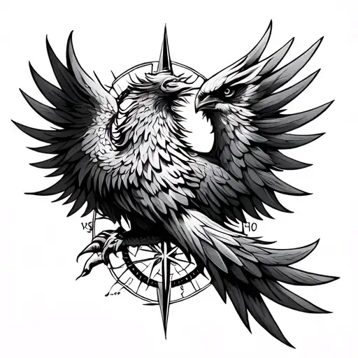 Phoenix With A Compass Rose