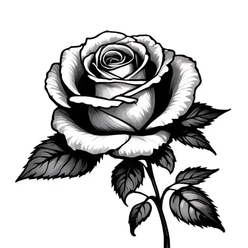 Rose Tattoo With Lucy Incorporated Into The Stem