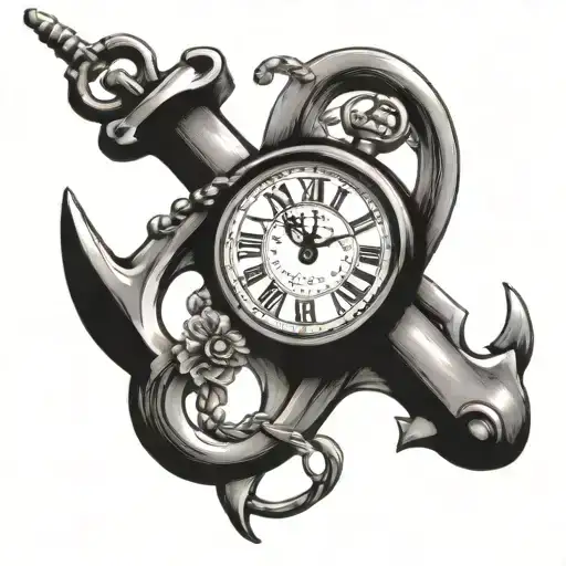 Combine An Anchor And Clock To Symbolize The Passage Of Time And Stability