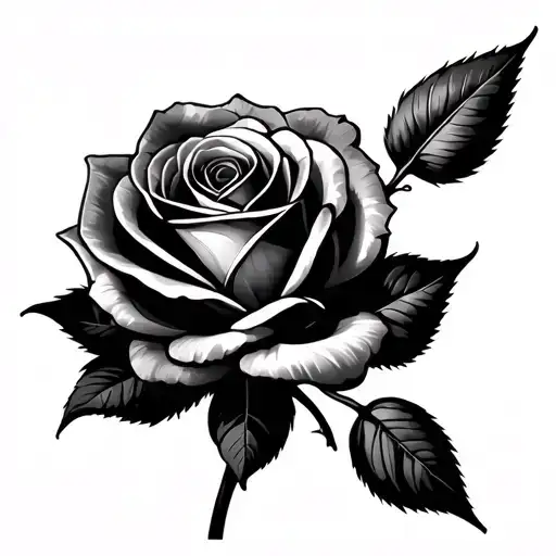 Rose Tattoo With Lucy Incorporated Into The Stem Rose