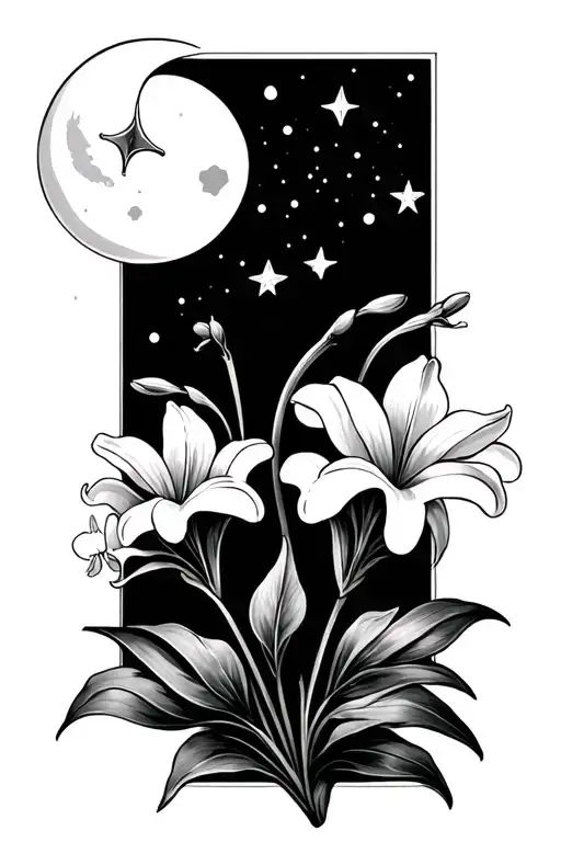 Lilly Of The Valley With Moon And Stars