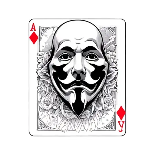 Ghostface Tarrot Card Black And Grey Tattoo Design