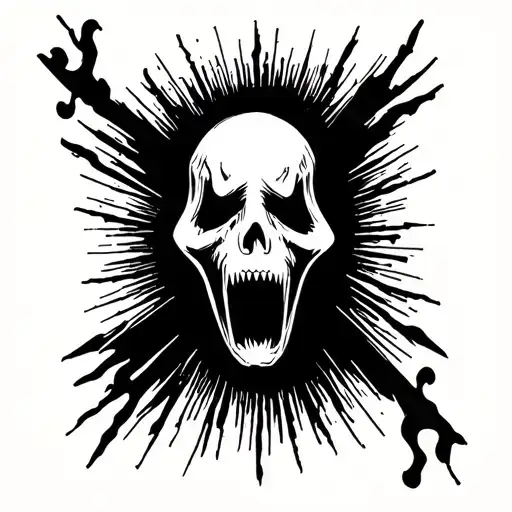 Scream Movie Tarrot Card Black And Grey Tattoo Design