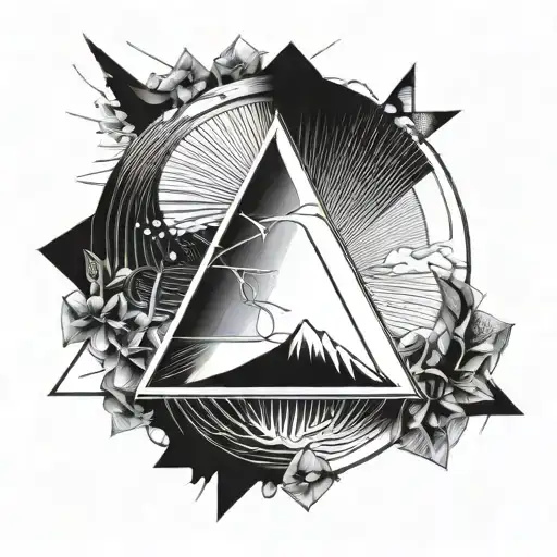 Fine Line Circle With Triangle Rays Coming