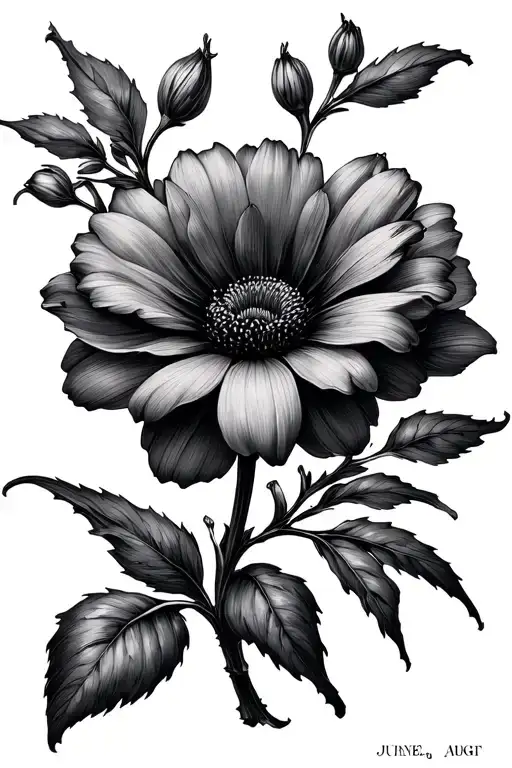 Fine Line Birth Month Flower Feb April June Aug Oct