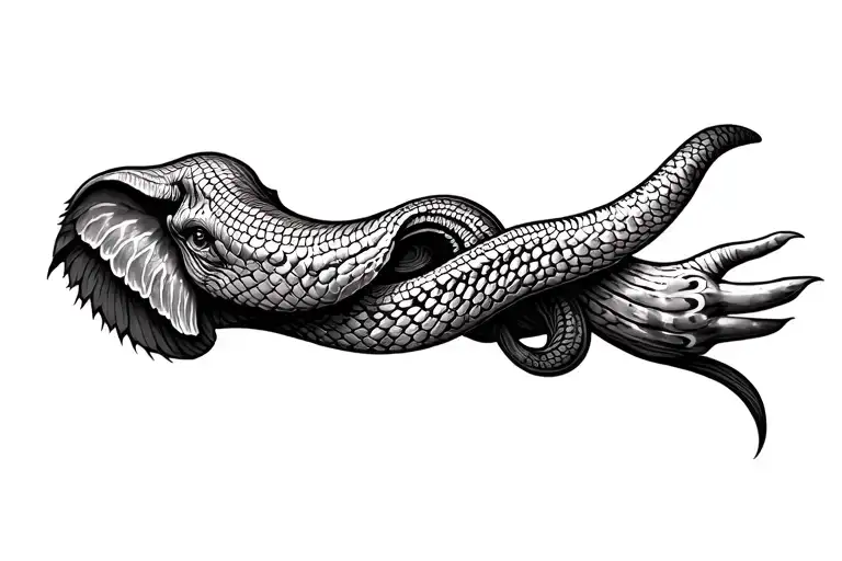 Elephant With Long Tusk With Snake Scales For A Forearm Band